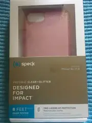 Speck Presido Clear Glitter Protective Case iPhone 8 7 6s Bella Pink; NOS