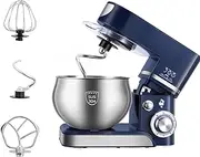 Stand Mixer, High-Power Table Mixer with Three Mixing Heads with Different Functions, 1200w, 6-Speed Adjustable, 5-Liter Stainless Steel Bowl with Splash Guard, Suitable for The Kitchen blue