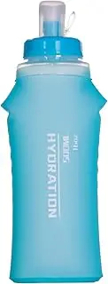 AFISHTOUR Collapsible Squeeze Soft Flask with Filter - Lightweight Bottle Water – 500 ml/17 OZ for Trail Running, Hiking, Travel, Cycling, and Fishing; BPA-Free (Transparent Blue)