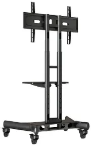 ATDEC AD-TVC-45 Height Adjustable Mobile TV Cart. Max Load 45kg. VESA up to 600x400. For Panels 32" to 65". Black