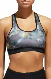 adidas Womens Climacool Printed Racerback Light-Support Sports Bra Grey Three