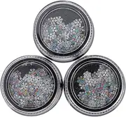 Healeved Nail Charms Snow 3 Packs of Snowflake Sequins Glitter Nail Flakes for Manicure Art Glitter