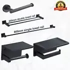 FURUISI Towel Rail Racks 600mm/750mm Toilet Paper Roll Holder Black