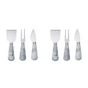 2x 3pc Davis & Waddell Nuvolo Marble Cheese Knife Set White