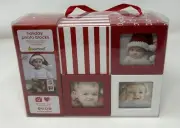 Pearhead Baby Christmas Holiday Red & White 4 Decorative Photo Block Display NIB