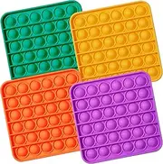 MATICAN Push Pop Fidget Toy, 4-Pack Push Pop Bubble Fidget, Square Push Pop Bubble Sensory Fidget Toy, Purple, Orange, Mint Green, Yellow