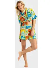 [Roxy] Sunburn Tones Elastic Waist Shorts in Atlas Print