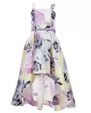 Speechless Big Girl's Sleeveless Floral Mikado Hi-Low Fanciful Dress-Size-14
