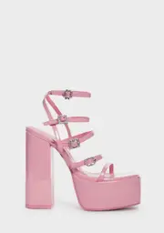 [Public Desire] Flawless Strappy Heeled Platform Sandals - Pink