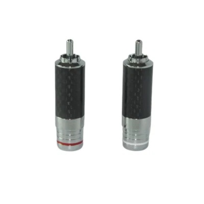 4PCS Amp Male Soldering Audio RCA Plug Speaker Grade Connector with Carbon Fiber