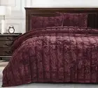Chezmoi Collection Piers Burgundy Velvet Quilt Queen Set, 3-Piece Lush Plush ...