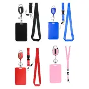 2Set Retractable ID Badge Holder with Lanyard Badge Reel and Detachable Keychain