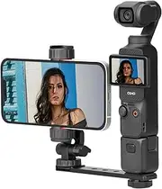 BRDRC Pocket 3 Phone Holder Mount, Metal Expansion Adapter Phone Clip with 1/4” Screw and Cold Shoe for DJI Osmo Pocket 3 Creator Combo Accessories - Can be Used with Tripod Selfie Stick