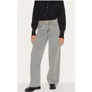 Grey Stone Washed Mid Rise Straight Leg Jeans, Grey