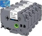 WEEMAY TZe-221 Compatible for Brother Label Maker Tape 9mm 0.35 White TZe221 TZ221 TZ-221 TZe TZ Tape 9mm 0.35 Laminated White 3/8 Tape for P Touch PT-D210 PT-D200 PT-H110 PT-D400 Label Maker, 5 Pack