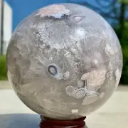 1.93LB Natural Sakura Flower Agate QUARTZ Sphere Crystal Ball Healing