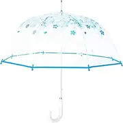 in Rainy Days, The car is Convenient Auto Open Clear Bubble Umbrella for Women and Girls, Green Floral Print Dome Umbrella for Rain, Cherry Blossom Suitable for Outdoor, rain and Sun Shading