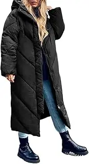 [Flygo] Womens Long Puffer Coat Long Sleeve Padded Winter Down Coats Hooded Parka Jacket