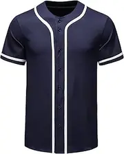 [Maiyifu-GJ] Men's Baseball Button Down Short Sleeve Hipster Hip Hop T Shirts Plain Casual Sports Uniforms Tee Top