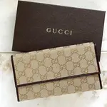 GUCCI 古馳 錢包 長夾 GG SUPREME GG CANVAS 帆布 IMPRIME系列 金色 日本直送 二手