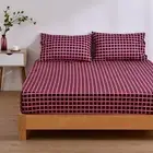 Dreamaker Micro Flannel Grid Combo Fitted Sheet Set Cherry Super King Bed