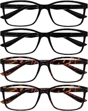 The Reading Glasses Company Mens Large Black Brown Readers Value 4 Pack Designer Style Spring Hinges RRRR83-1122 +1.50