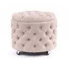 Round Linen Storage Ottoman Blanket Box Foot Stool Small 55cm Dusty Pink Emma