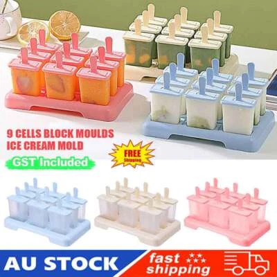 9 Cells Block Moulds Ice Cream Mold Icy Pole Jelly Pop Popsicle Maker Mould BC