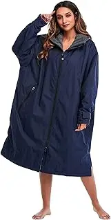 Weatherproof Changing Robe,KUYUSHOP Surf Robe Dry Poncho Hooded Towel Oversized Fleece Lining Thermal Long Sleeve Swim Parka