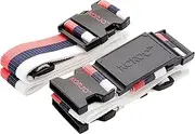 [Balanzza] Korjo Crossed Luggage Straps, Includes 2 Travel Luggage Straps and Korjo Cross-Bridging Buckle, Red/White/Blue