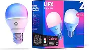 LIFX Colour 2-Pack, A60 1000 lumens [E27 Edison Screw], Billions of Colours and Whites, Wi-Fi Smart LED Light Bulb, No Bridge Required, Compatible with Alexa, Hey Google, HomeKit and Siri.