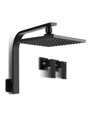 [Cefito] 8 Inch Wall Arm Square High Pressure Rain Shower Head Twins Tap in Black