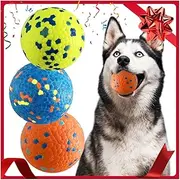 Dog Balls, Tennis Ball Toys for Aggressive Chewers, Durable Teething Chew Dog Toys, Diameter 3'' Water Toy Fetch Balls, Interactive Dog Balls for Large and Medium Dogs (3 Balls)
