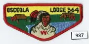 DEALER DAVE Boy Scout ORDER OF THE ARROW OSCEOLA 564 FIRST FLAP F1b, MINT (987)