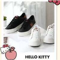 在飛比找蝦皮購物優惠-HELLO KITTY 艾樂跑女鞋 簡約皮革白搭 帆布鞋 黑