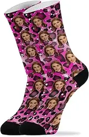 [Caihoyu] Custom Face Women's Crew Socks Men Women Personalized Funny Novelty Crew Socks Boys Girls Christmas Novelty Gifts