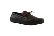Zasel Anchor Boat Shoes Dark Brown Leather Mens Casual Slip On Deck Grip Loafers