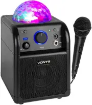 Karaoke Machine Microphone Bluetooth Portable Party Speaker Black LED Light Kids