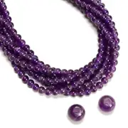 2.0mm Hole Amethyst Smooth Round Beads 6mm 8mm 10mm 15.5" Strand