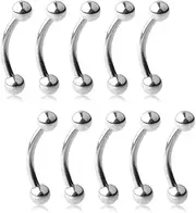 [Ruifan] 10-24PCS Eyebrow Piercing Jewelry Curved Barbell Kit Eyebrow Tragus Lip Ring 16g 6mm 8mm 10mm 12mm