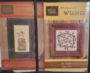 2 Bent Creek Stoneware Hilltops & Wishes Cross Stitch Kits SNOWMAN and BE MINE