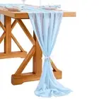 Blue Chiffon Table Runner 27x120 Inches 1 Piece Romantic Sheer Fabric for Bir...