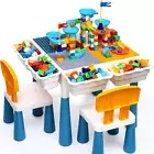 7 in 1 Kids Activity Table and Chair Set with 152Pcs Large Marble Run Building B