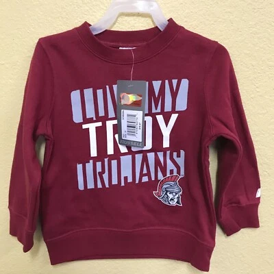 RUSSELL I LOVE MY TROY TROJANS Fleece Crewneck Pullover Sweater, Red