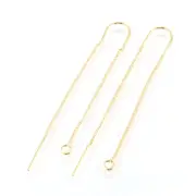 50pcs Gold Plated Brass Threader Earring Findings Pull Through Curved Hold 103mm