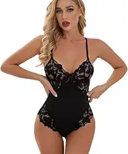 [JINZIJINYU] Women Babydoll Lingerie Pajamas Underwear Sexy Tights Lace Sexy Sling Bodysuit Women Splicing Backless Pajamas