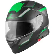 V271 Delta Matt Black Green Modular Helmet