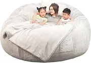 LoKori Home Bed Bean Bag Chair Cover(No Filler),Bedroom Balcony Lazy Sofa Bed Cover,Comfy Fluffy Giant Round Beanbag Cover for Adults(Only Cover),175 x 76cm
