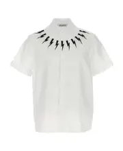 thunderbolt-print cotton shirt S White