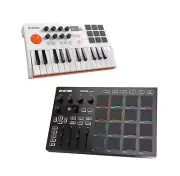 EMP16 Bluetooth MIDI Beat Pad + White EMK-25 USB MIDI Keyboard Contoller Bundle